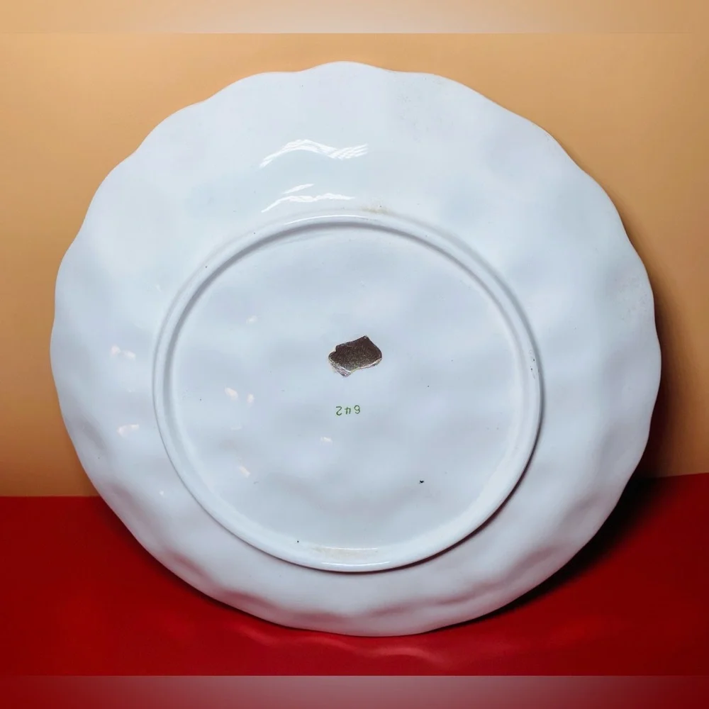 Vintage France Majolica Round Grape Motif Serving Platter Plate‎